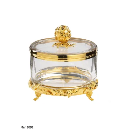 Zdjęcie Miska serowa z pozłacanego brązu i kryształu