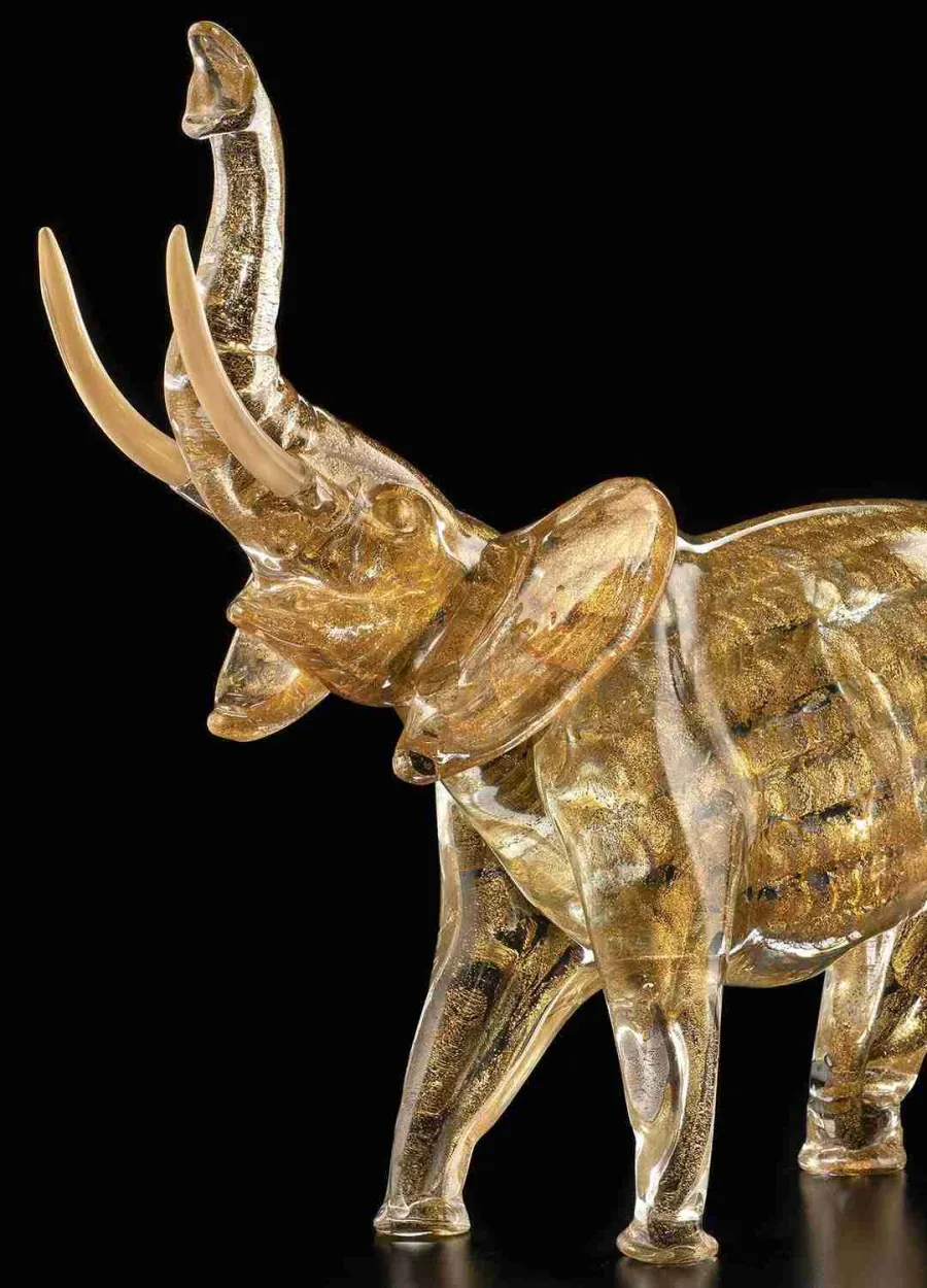 obrazek 2 Luksusowa figurka słonia z 24karatowego złota i szkła Murano