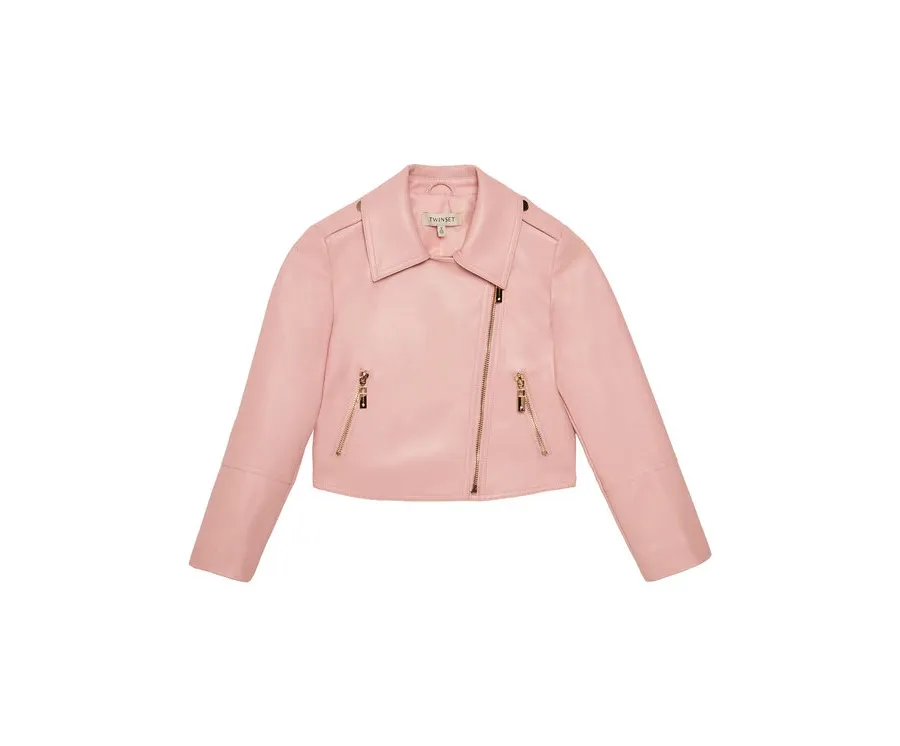 obrazek 1 TWINSET Kurtka z imitacji skóry 251GJ2561 Różowy Regular Fit