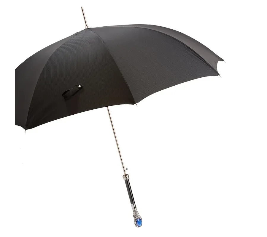 obrazek 8 Piękny stylowy czarny parasol męski z rączką wysadzaną klejnotami – Pasotti