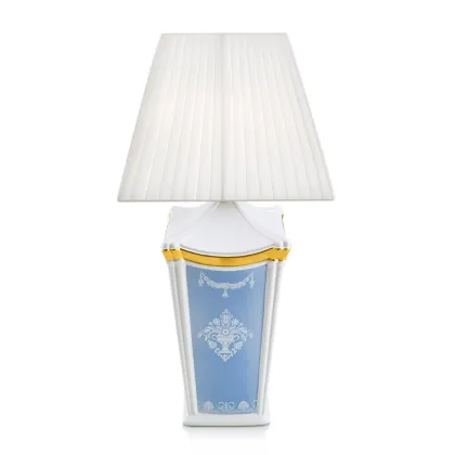 Picture Ceramic square table lamp with white decorations - Ahura