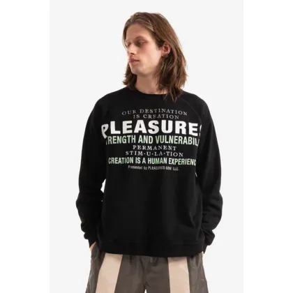 Zdjęcie PLEASURES bluza Permanent Crewneck męska kolor czarny z nadrukiem P22SP017-BLACK P22SP017-ORANGE