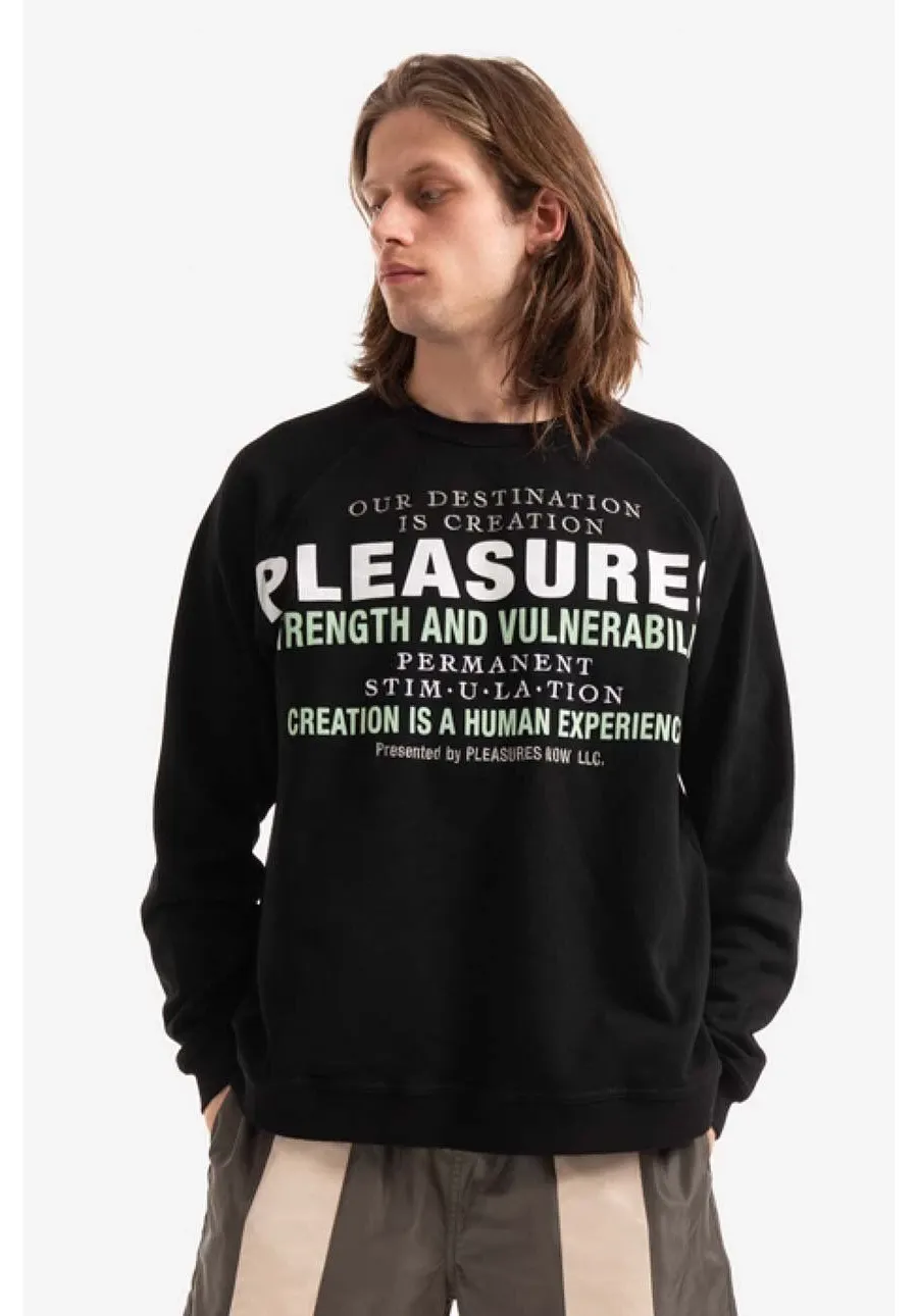 obrazek 1 PLEASURES bluza Permanent Crewneck męska kolor czarny z nadrukiem P22SP017-BLACK P22SP017-ORANGE