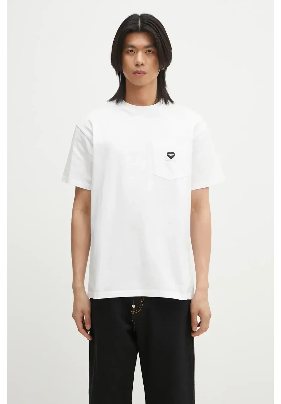 obrazek 1 Carhartt WIP t-shirt bawełniany S/S Pocket Heart T-Shirt męski kolor biały gładki I032128.00AXX