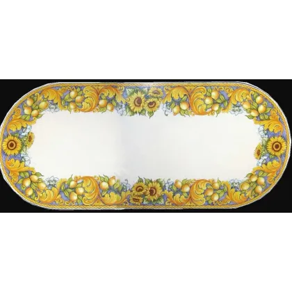 Zdjęcie Unikalny blat z lawy wulkanicznej do ogrodu zdobiony pięknym roślinnym ornamentem - Ceramiche Valchida