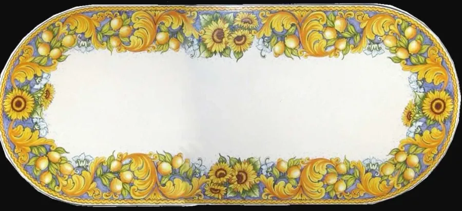 obrazek 1 Unikalny blat z lawy wulkanicznej do ogrodu zdobiony pięknym roślinnym ornamentem - Ceramiche Valchida