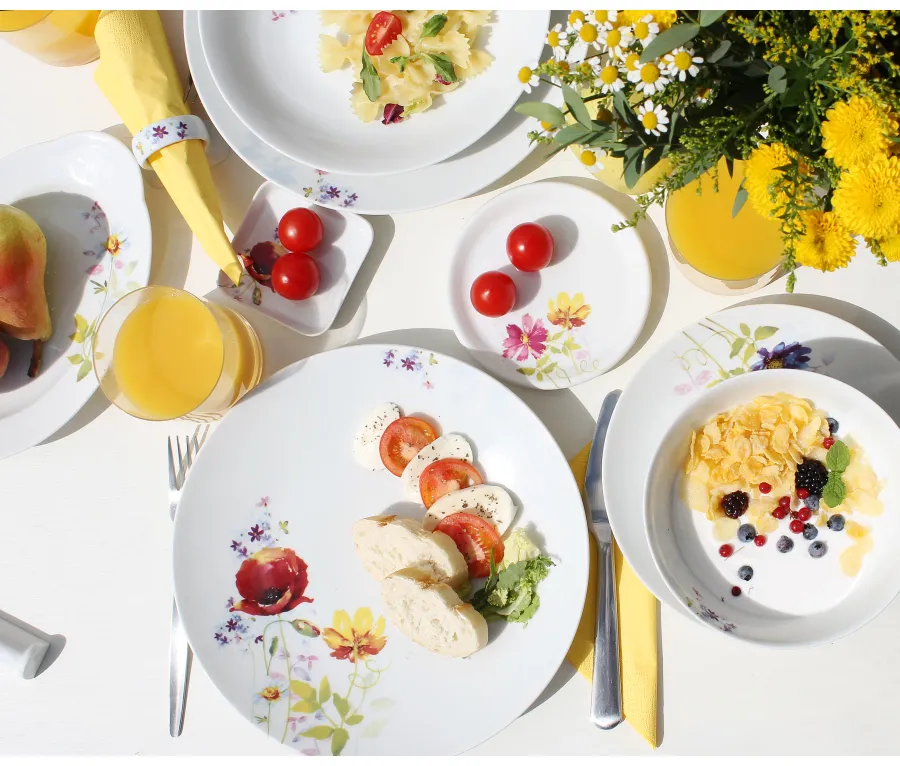 obrazek 2 20-częściowa elegancka zastawa obiadowa wykonana z porcelany zdobiona kwiatowymi dekoracjami – Leander