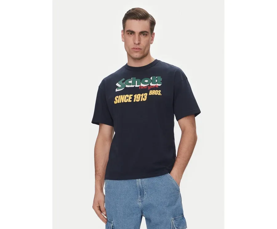 obrazek 1 SCHOTT N.Y.C. T-Shirt TSTRAVIS Granatowy Regular Fit