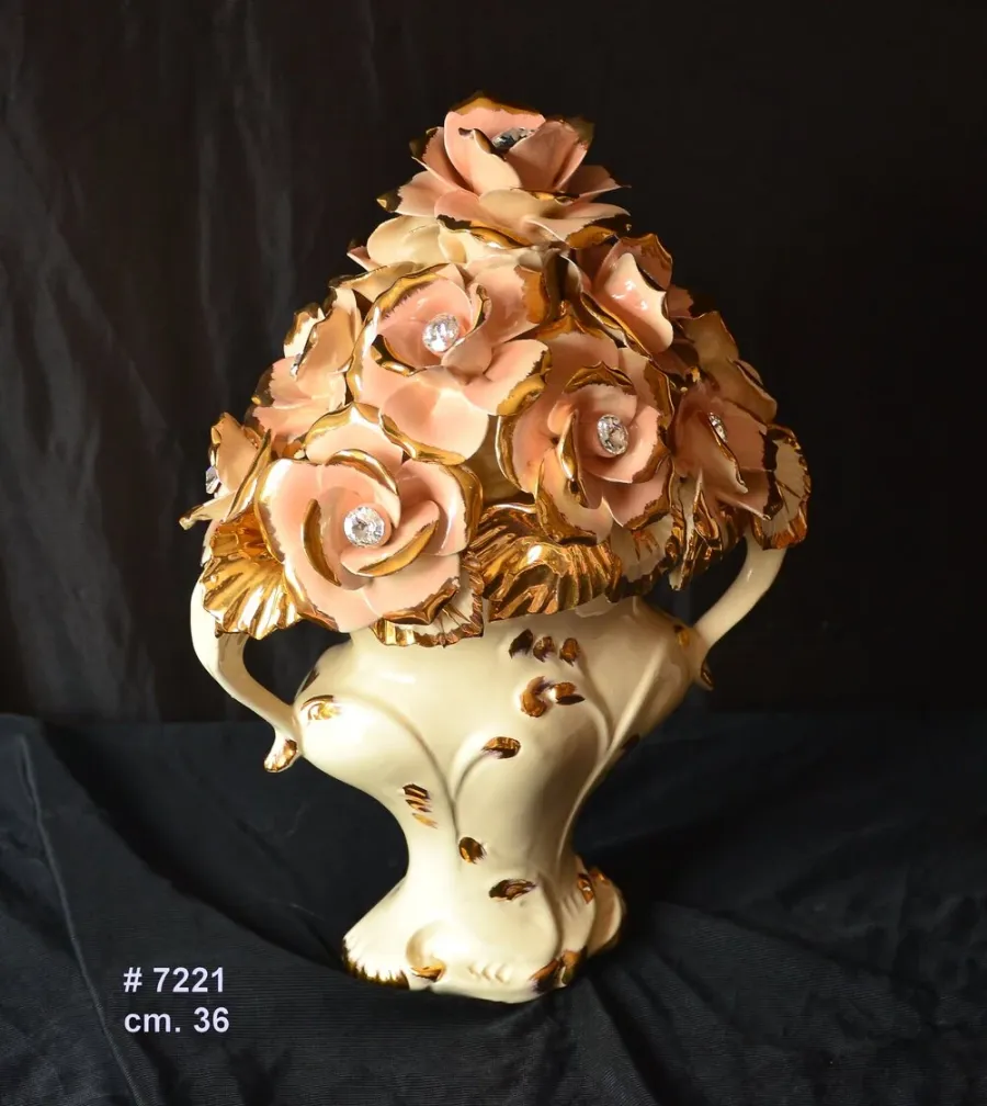obrazek 1 Oryginalny kosz ceramiczny z różami i kryształkami