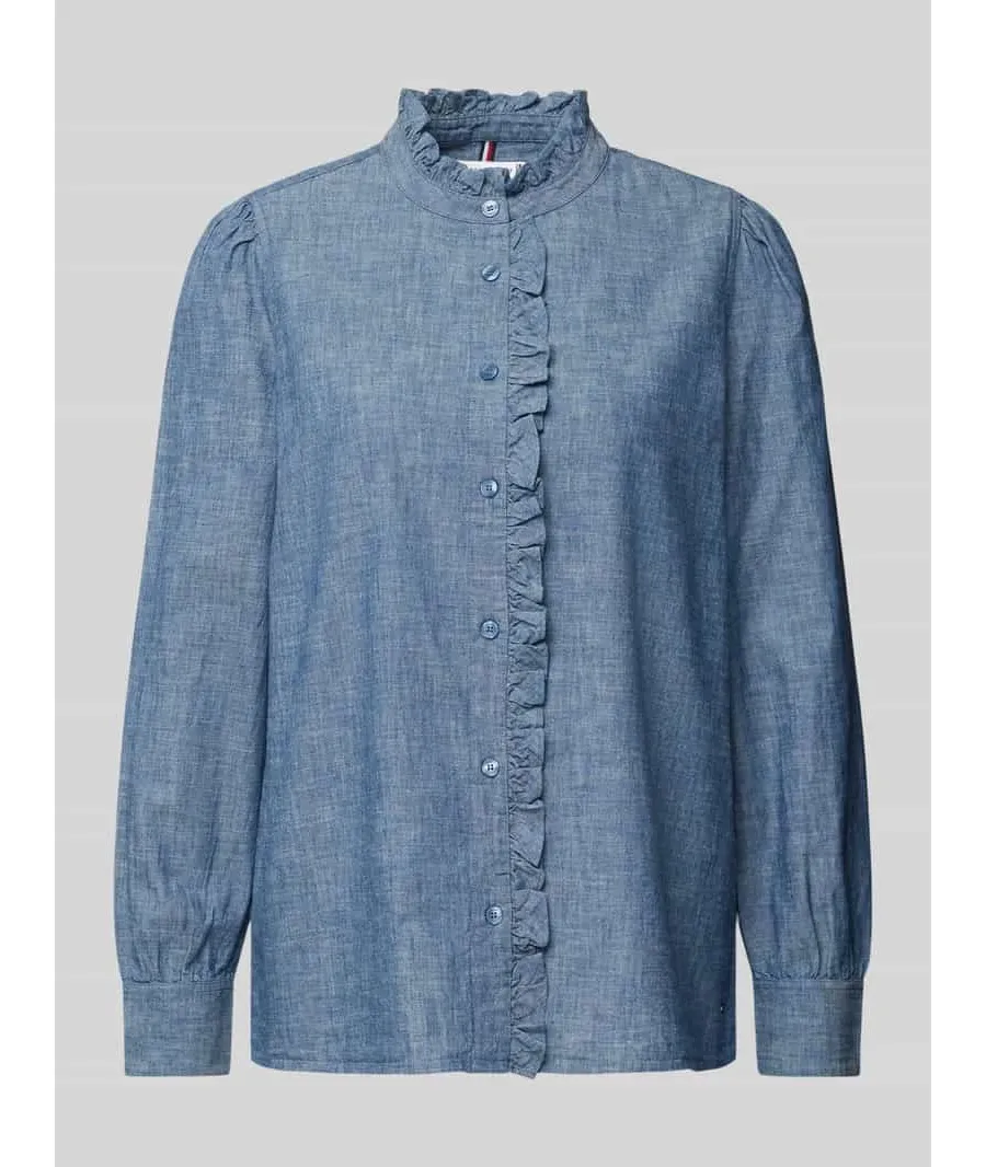 obrazek 1 Bluzka koszulowa ze stójką model ‘CHAMBRAY’