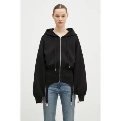 Zdjęcie Fiorucci bluza Neoprene Suspender damska kolor czarny z kapturem gładka W01FMSHO268NE01BK01