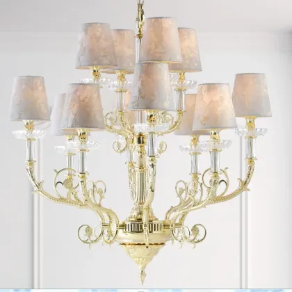 Zdjęcie Żyrandol z odlewanego mosiądzu z elementami z kryształu florenckiego - Il Paralume Marina