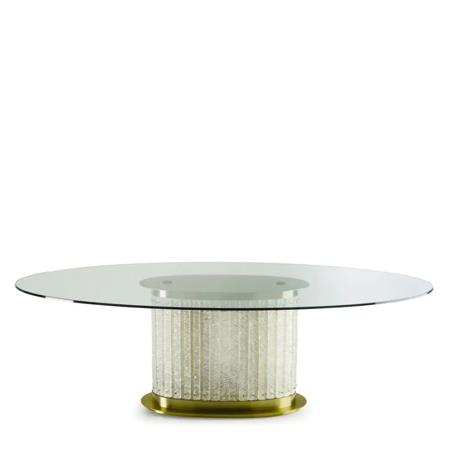 obrazek 2 Elegancki owalny stolik kawowy z metalową konstrukcją H.45xL.140xP.83 cm