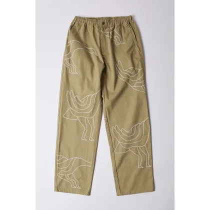Zdjęcie by Parra spodnie bawełniane Stitched Up Duck Pants kolor beżowy proste 52246