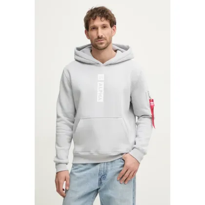 Zdjęcie Alpha Industries bluza PP Hoody męska kolor szary z kapturem z nadrukiem 146338