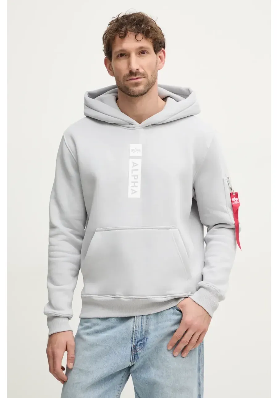 obrazek 1 Alpha Industries bluza PP Hoody męska kolor szary z kapturem z nadrukiem 146338