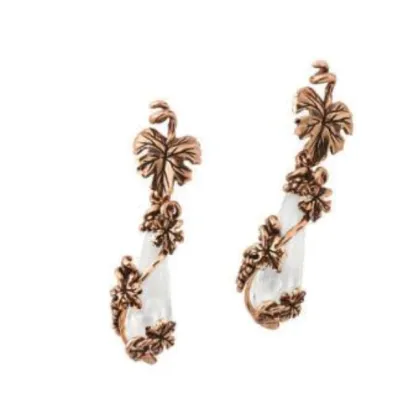 Zdjęcie Kolczyki Antyczne 18k Rose Plated Silver Przezroczysty obsydian