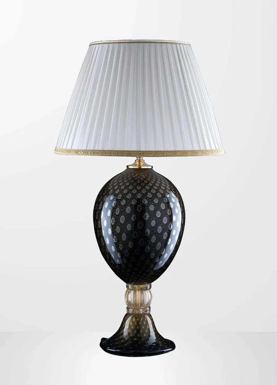 obrazek 1 Lampa stołowa ze szkła Murano w kolorze czarnego złota