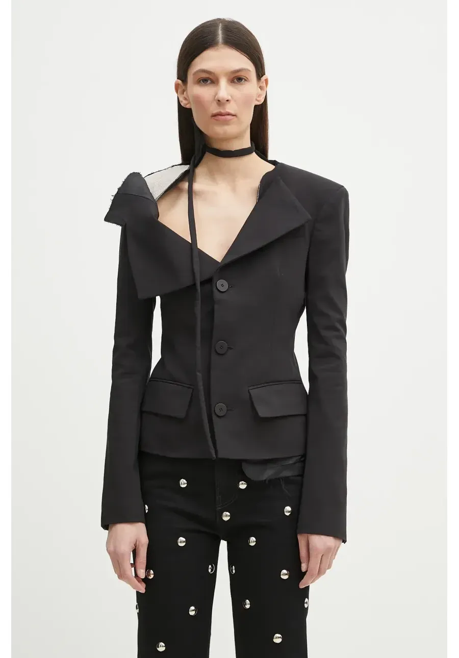 obrazek 1 Ottolinger marynarka Off-Shoulder Blazer kolor czarny jednorzędowa gładka 123-600623-01