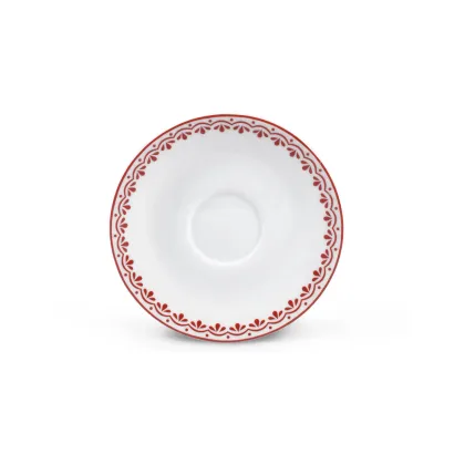 Zdjęcie Stylowy spodek do filiżanki do espresso zdobiony pięknym czerwonym ornamentem – wariant 2 - Leander