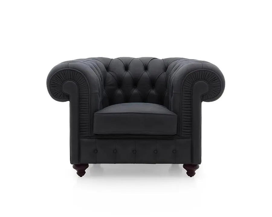 obrazek 3 Grafitowy elegancki fotel w stylu Chesterfield - Sevensedie