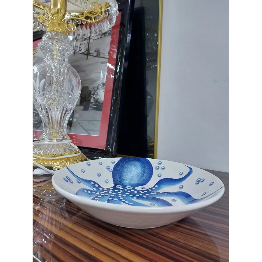 obrazek 5 Mała ceramiczna ręcznie malowana miska na makaron z motywem ośmiornicy - Le Ceramiche