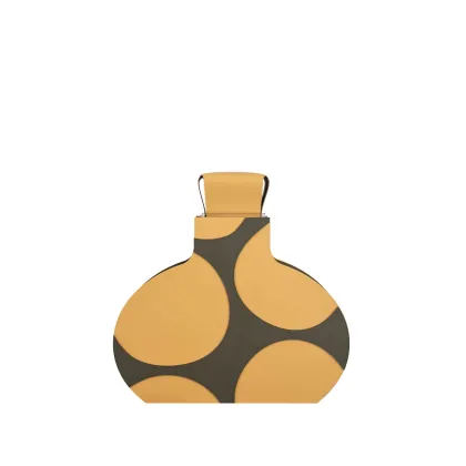 Zdjęcie Stylowy skórzany wazon Otto 9x37xH38 cm w kolorze musztardowo-oliwkowym