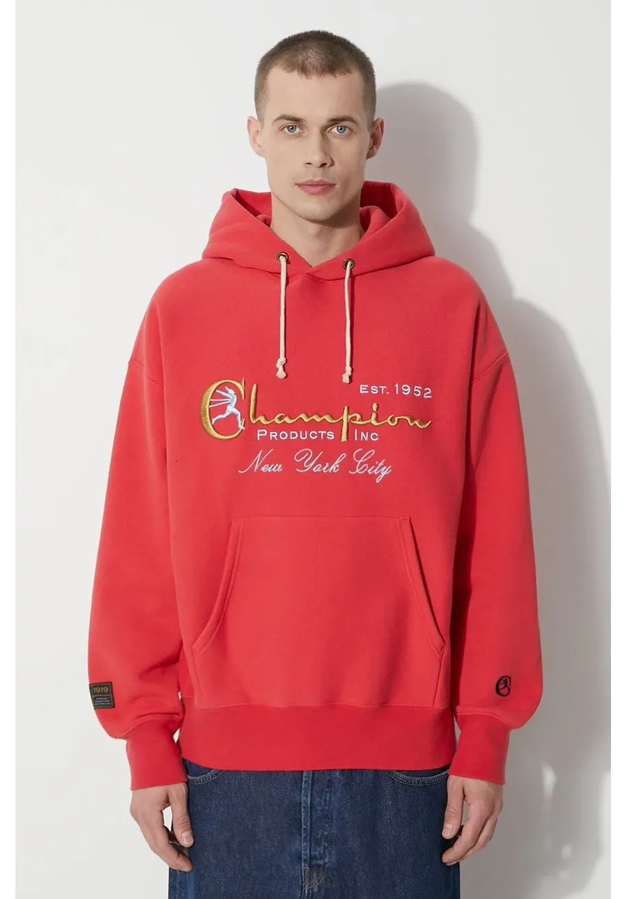 obrazek 1 Champion bluza męska kolor czerwony z kapturem z aplikacją 219997
