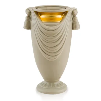 Picture Ceramic gray vase with curtain and gold accents - Ahura