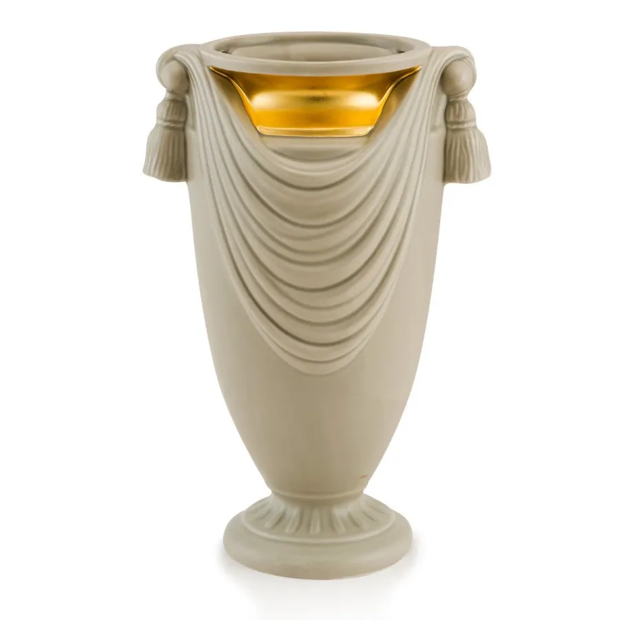 obrazek 1 Ceramiczny szary wazon z zasłoną i złotymi akcentami - Ahura