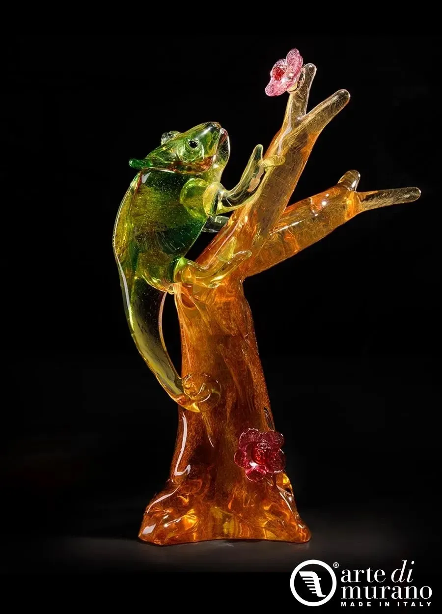 obrazek 1 Designerski kameleon rzeźba z oryginalnego szkło Murano