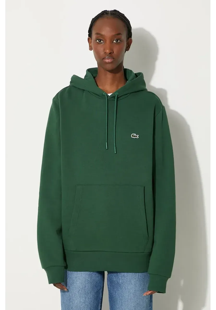 obrazek 1 Lacoste bluza kolor zielony z kapturem gładka