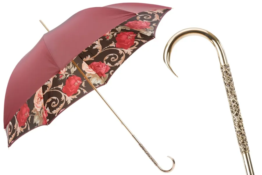 obrazek 1 Stylowy parasol damski w kolorze burgundowym w stylu vintage - Pasotti