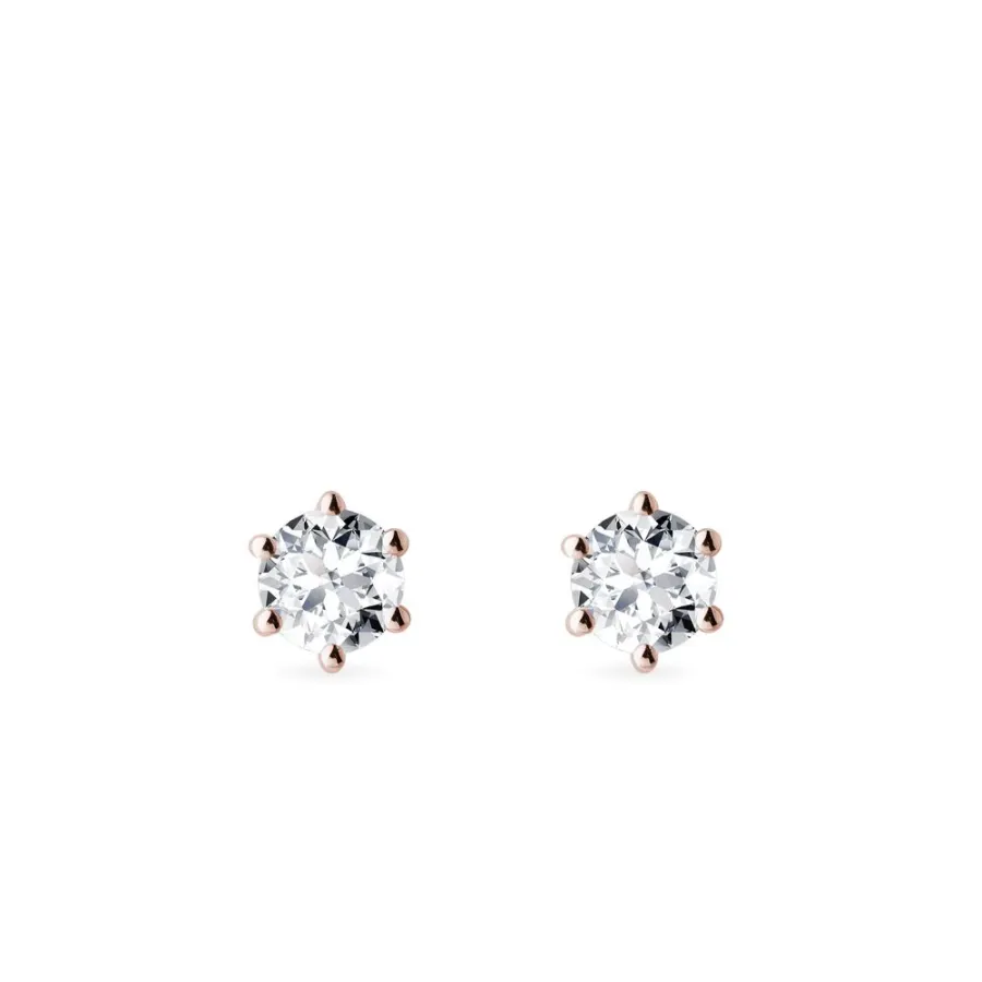 obrazek 1 Diamentowe kolczyki o średnicy 3,4 mm w różowym złocie KLENOTA