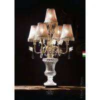 Zdjęcie Stylowa lampa stołowa z przezroczystym florenckim kryształowym wazonem i złotym metalem - Il Paralume Marina