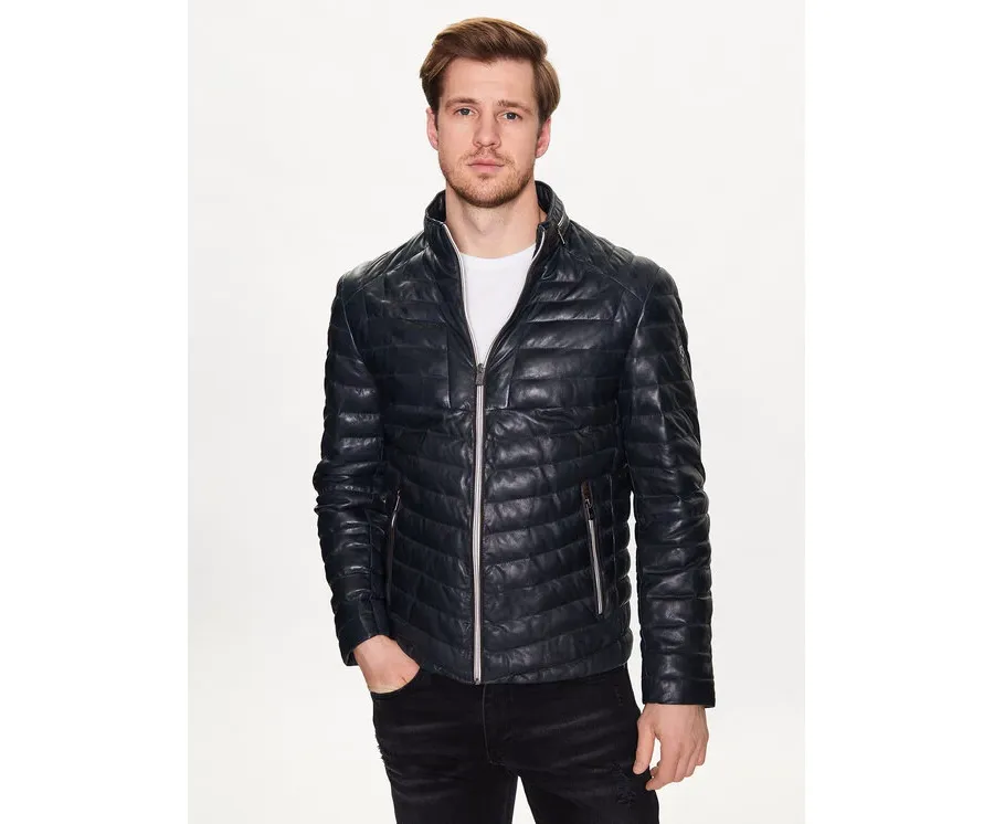 obrazek 1 Milestone Kurtka skórzana Malik 991019 60215 Granatowy Regular Fit
