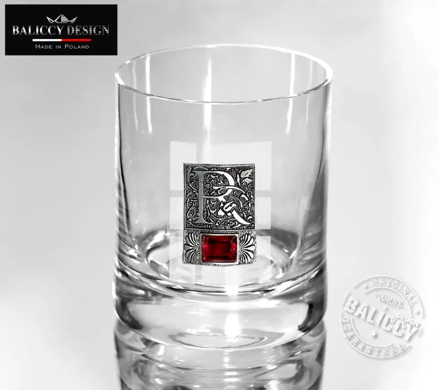 obrazek 1 Szklanka do whisky dla konesera z kryształem rubinowym i inicjałami