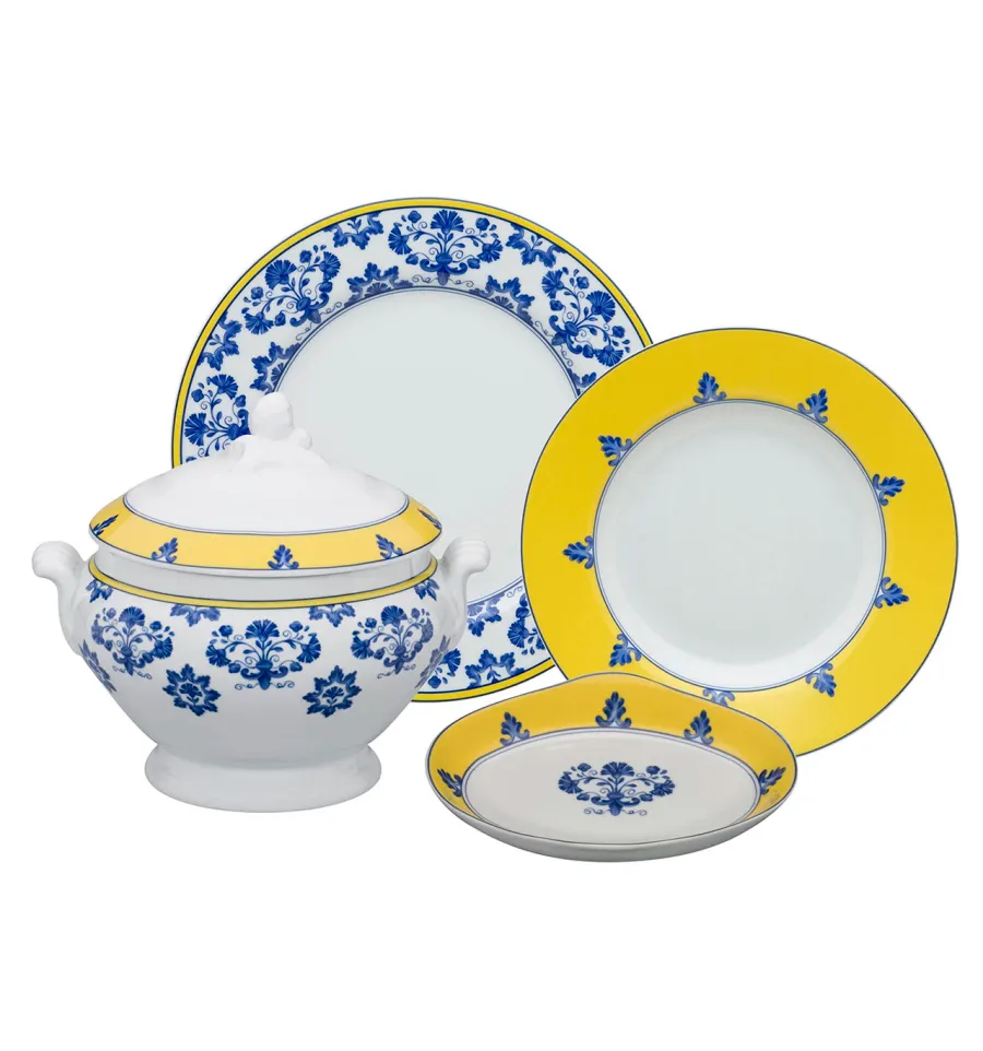 obrazek 1 Duży porcelanowy zestaw obiadowy Castelo Branco  z kolekcji inspirowanej słynnym haftem - Vista Alegre