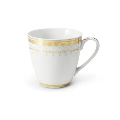 Zdjęcie Biały kubek z porcelany z oryginalnym złotym zdobieniem – wariant 2 – Leander