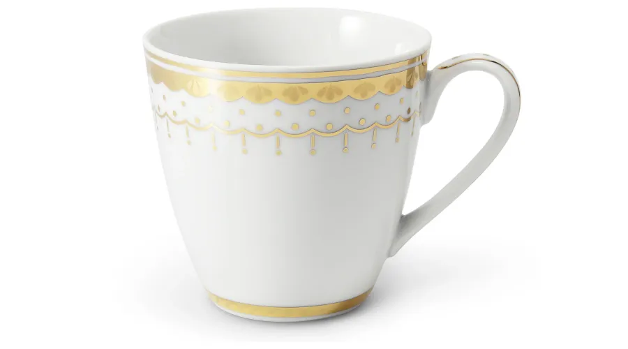 obrazek 1 Biały kubek z porcelany z oryginalnym złotym zdobieniem – wariant 2 – Leander