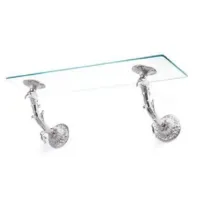 Picture Chrome bathroom shelf with cast brass swan pattern - Il Paralume Marina