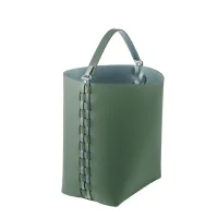 Zdjęcie Elegancki skórzany koszyk Helena 35x30xH45 cm w oryginalnym kolorze eukaliptusa