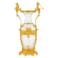 Zdjęcie Kryształowy wazon dekoracyjny z 2 cherubinami trzymającymi trójząb