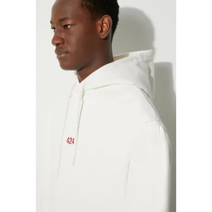 Zdjęcie 424 bluza bawełniana męska kolor beżowy z kapturem gładka 35424M311RX.236536