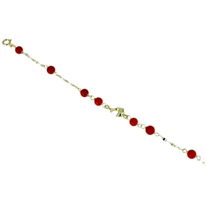 Zdjęcie Bransoletka dziewczęca z koralowcami i centralnym delfinem 14 cm