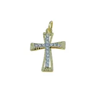 Zdjęcie Włoski cyrkoniowy krzyżyk kobiecy o wymiarach 22x17mm.