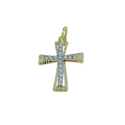 Zdjęcie Włoski cyrkoniowy krzyżyk kobiecy o wymiarach 22x17mm.