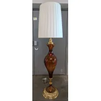 Zdjęcie Stylowa lampa stojąca z bursztynowego kryształu florenckiego z podstawą z mosiądzu – Il Paralume Marina