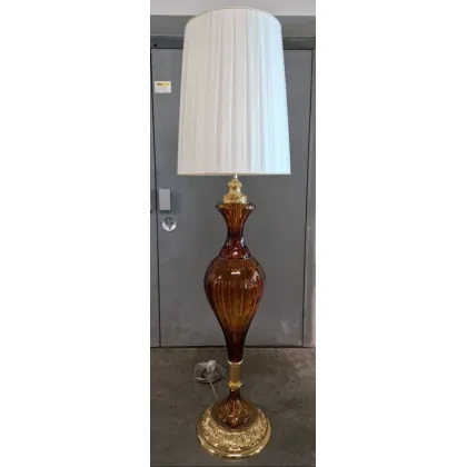 Zdjęcie Stylowa lampa stojąca z bursztynowego kryształu florenckiego z podstawą z mosiądzu – Il Paralume Marina