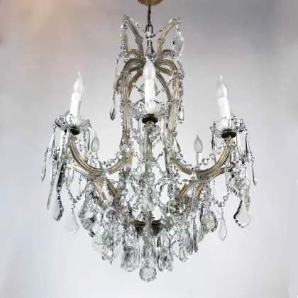 Zdjęcie Antyczny żyrandol kryształowy Maria Teresa 9 świateł odrestaurowany